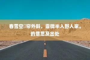 春雪空濛帘外斜，霏微半入野人家。的意思及出处