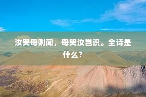 汝哭母则闻，母哭汝岂识。全诗是什么？