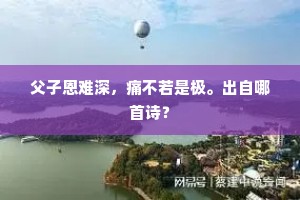 父子恩难深，痛不若是极。出自哪首诗？