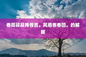 春闺寂寂掩苍苔。风雨卷春回。的解释