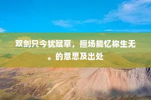 双剑只今犹赋草，擅场能忆祢生无。的意思及出处