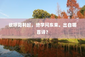 欲呼阳利起，绝学问东来。出自哪首诗？
