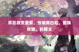京邑故交重聚，怅城南白袷，屡换秋蝉。的释义