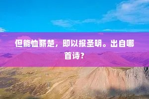 但能恤薪楚，即以报圣明。出自哪首诗？