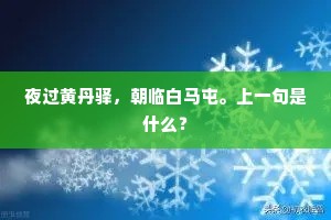 夜过黄丹驿，朝临白马屯。上一句是什么？