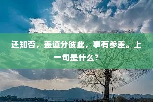还知否，盖道分彼此，事有参差。上一句是什么？