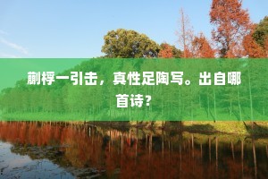 蒯桴一引击，真性足陶写。出自哪首诗？