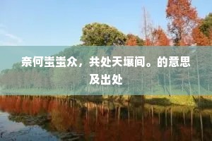 奈何蚩蚩众，共处天壤间。的意思及出处