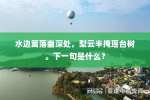 水边篱落幽深处，梨云半掩瑶台树。下一句是什么？