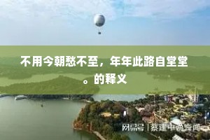 不用今朝愁不至，年年此路自堂堂。的释义