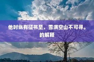 他时纵有征书至，雪满空山不可寻。的解释