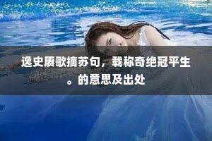 逸史赓歌摘苏句，载称奇绝冠平生。的意思及出处