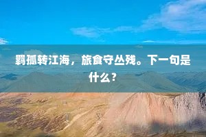 羁孤转江海，旅食守丛残。下一句是什么？