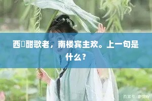 西瀼酣歌老，南楼宾主欢。上一句是什么？