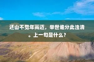还山不觉年高迈，举世谁分此浊清。上一句是什么？