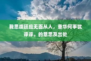 我思虞廷应无面从人，重华何事犹谆谆。的意思及出处