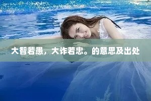 大智若愚，大诈若忠。的意思及出处