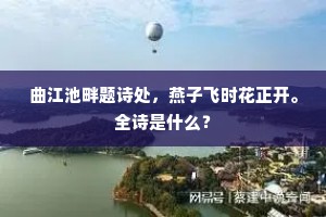 曲江池畔题诗处，燕子飞时花正开。全诗是什么？