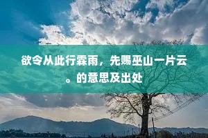 欲令从此行霖雨，先赐巫山一片云。的意思及出处