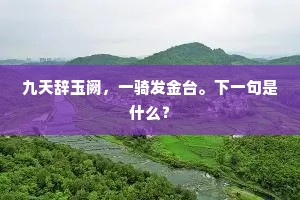 九天辞玉阙，一骑发金台。下一句是什么？