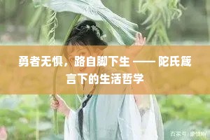 勇者无惧，路自脚下生 —— 陀氏箴言下的生活哲学