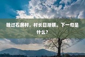 晚过石屏村，村长日渐曛。下一句是什么？
