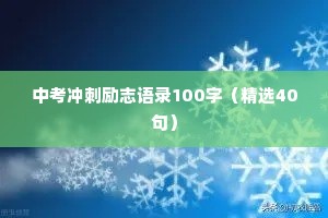 中考冲刺励志语录100字（精选40句）