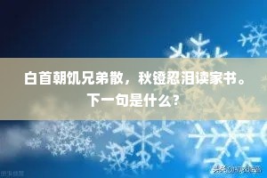 白首朝饥兄弟散，秋镫忍泪读家书。下一句是什么？