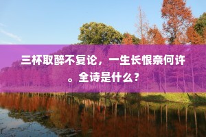 三杯取醉不复论，一生长恨奈何许。全诗是什么？