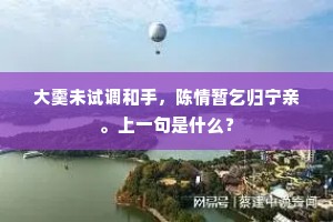 大羹未试调和手，陈情暂乞归宁亲。上一句是什么？