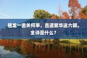 祖龙一凿关何事，直遣繁华送六朝。全诗是什么？