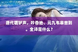唐代辘轳声，吟香地、元九韦皋曾到。全诗是什么？