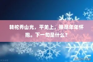 转柁秀山光，平羌上，换尽年年怀抱。下一句是什么？