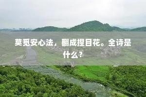 莫觅安心法，翻成捏目花。全诗是什么？