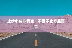 止步小成非我志，攀登不止方显真章