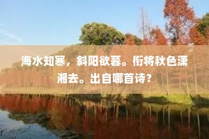 海水知寒，斜阳欲暮。衔将秋色潇湘去。出自哪首诗？