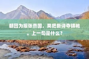 朝回为报张燕国，莫把新诗夺锦袍。上一句是什么？