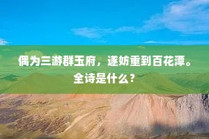 偶为三游群玉府，遂妨重到百花潭。全诗是什么？
