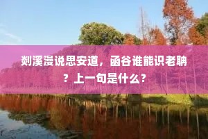 剡溪漫说思安道，函谷谁能识老聃？上一句是什么？