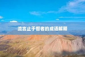 流言止于智者的成语解释
