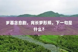 岁暮念愈剧，宵长梦形频。下一句是什么？