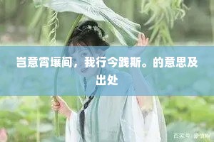 岂意霄壤间，我行今践斯。的意思及出处