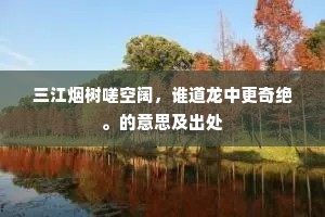 三江烟树嗟空阔，谁道龙中更奇绝。的意思及出处