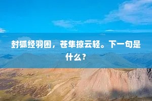 封狐经羽困，苍隼掠云轻。下一句是什么？