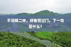不须期二仲，好客但过门。下一句是什么？
