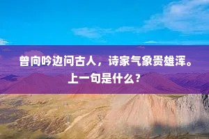 曾向吟边问古人，诗家气象贵雄浑。上一句是什么？