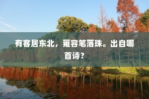 有客居东北，雍容笔落珠。出自哪首诗？