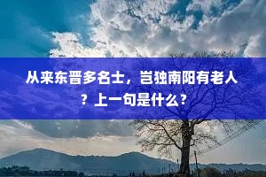 从来东晋多名士，岂独南阳有老人？上一句是什么？
