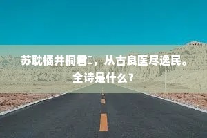 苏耽橘井桐君箓，从古良医尽逸民。全诗是什么？