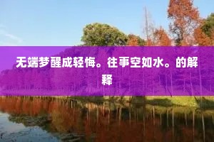 无端梦醒成轻悔。往事空如水。的解释